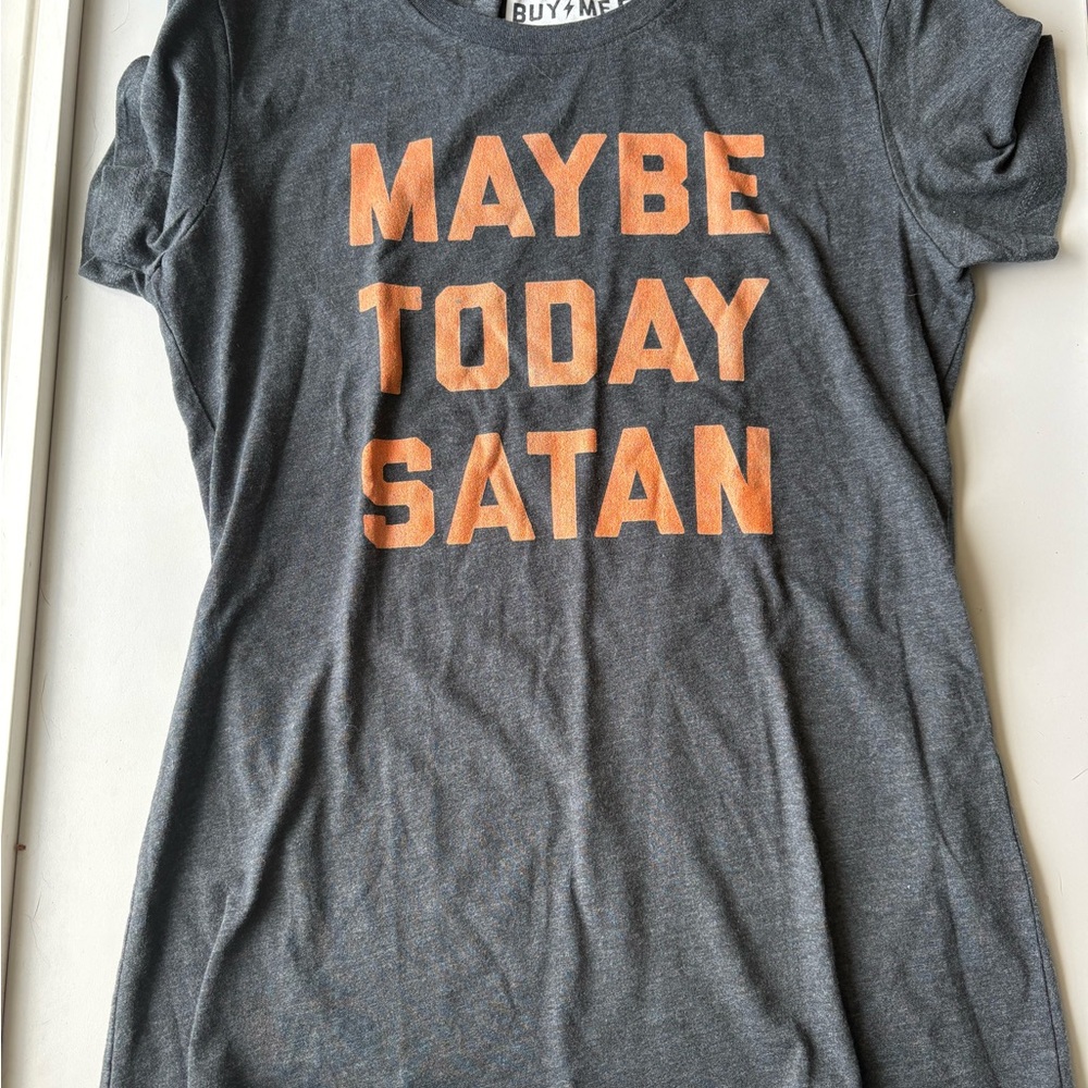 Gray Graphic Tee with Bold Orange Text